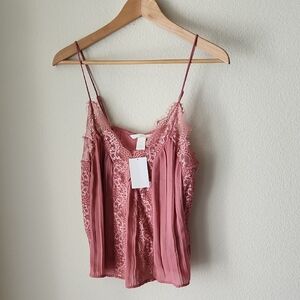 H&M Lace Trim Eyelash Camisole Soft Pink Adjustable Straps Sz S NWT Feminine
